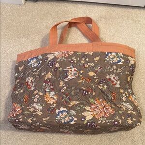 Floral Tote Bag in Brown and Peach
